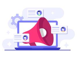 Engaging potential customers using email marketing flat illustration concept, Online business strategy, Advertising, Email newsletter, messaging vector