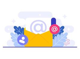 Targeting the audience with a combination of email marketing and newsletters flat illustration concept, Online business strategy, Advertising, Email newsletter, messaging vector