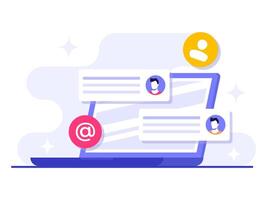 Connecting with the target audience using email promotions and newsletters flat illustration concept, Online business strategy, Advertising, Email newsletter, messaging vector
