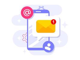 New message notification on smartphone, Email marketing flat illustration, Online business strategy, Advertising, Email newsletter, messaging vector