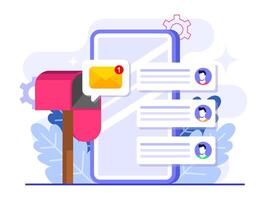 Concept of reaching the desired audience through a targeted email campaign flat illustration concept, Online business strategy, Advertising, Email newsletter, messaging vector
