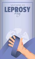 World Leprosy Day template with hands wrapped in ribbon vector
