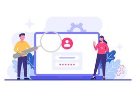 Account or device login page on laptop screen, Password secure access flat illustration, Data protection, Cyber security, Internet security, information privacy vector