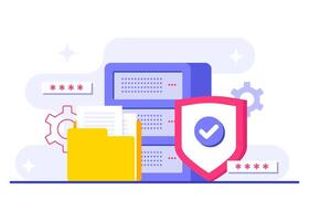 Database protection, Cyber security, Privacy data protection flat illustration vector