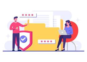 Password-based secure access, information privacy, Account protection flat illustration, Data protection, Cyber security, Internet security, vector