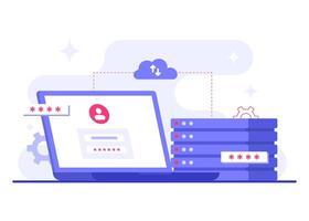 Password secure access for cloud computing, Database protection, Cyber security, Data Center, File management, cloud storage, Privacy data protection vector
