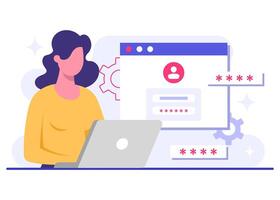 Access secured by password verification flat illustration, Data protection, Cyber security, Internet security, information privacy, Account protection vector