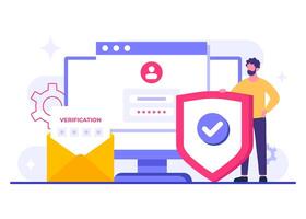 Two-step authentication process flat illustration , OTP, Authentication password, One-time password for secure login for a account or app, Login page on computer screen vector
