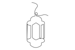 Continuous one line drawing of Ramadan kareem outline art illustration isolated on white background vector