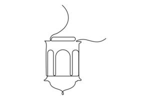 Continuous one line Mosque concept single line outline art illustration vector