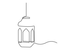 Continuous one line drawing of Ramadan Kareem concept single line art illustration vector
