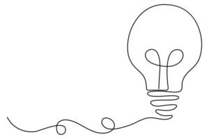 Continuous One line drawing of Light bulb single line art illustration.editable stroke. isolated on white background vector
