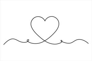 Continuous one line Heart and love sign single line sketch Heart and love sign concept outline hand drawn symbol art illustration vector