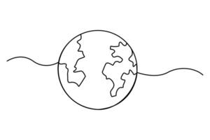 Continuous one line drawing of earth globe concept isolated art illustration vector
