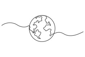 Continuous one line drawing of Earth globe icon outline art illustration vector