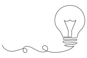 Continuous one line drawing of Light bulb Isolated on white background art illustration vector