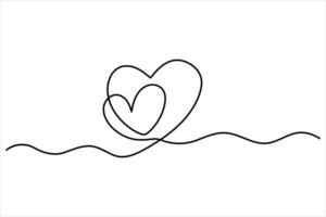 Continuous one line Heart and love sign concept single line outline art illustration vector