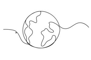 Continuous line drawing of earth globe line icon art illustration vector