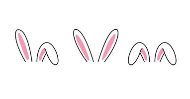 Set of rabbits's ears. Easter bunny headband, funny animal character vector