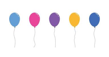 Bunch of balloons for birthday and party decor. floating up with rope vector