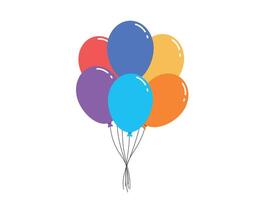Air baloons bundle floating up, decor element, helium ornament vector