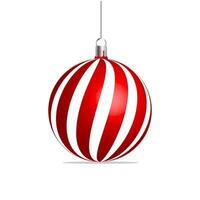 Red Christmas ball with pattern isolated on white background. vector