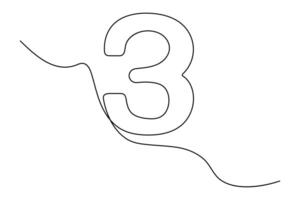 Continuous one line drawing Number 3 icon concept art illustration vector