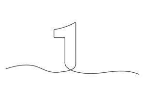 Continuous one line Number 1 concept single line outline art illustration vector
