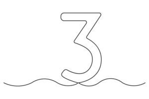 Simple illustration of Number 3 continuous one line art bee outline vector