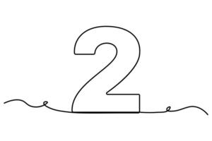 Continuous one line Number two symbol outline art illustration vector