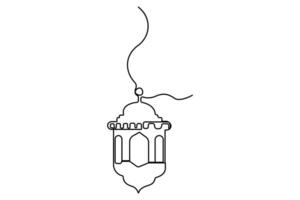 Continuous one line drawing of Ramadan kareem symbol premium illustration vector