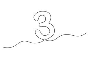 Continuous one line drawing of Number 3 icon outline art illustration vector