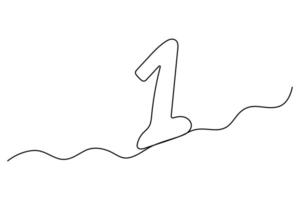 Continuous one line Number 1 concept single line concept outline art illustration vector