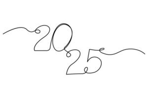 Continuous one line drawing 2025 concept single line outline art illustration vector