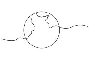 Earth globe line icon single line drawing outline illustration vector