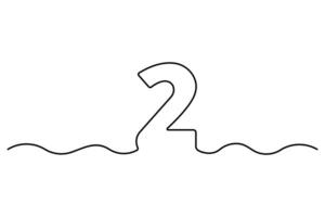 Number 2 in continuous line drawing style. editable One line drawing of number 2 icon. illustration vector