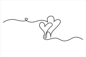 Continuous single line of Heart and love sign symbol drawing outline art illustration vector