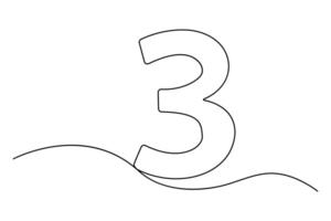 Number 3 single line drawing minimalism design outline art illustration vector