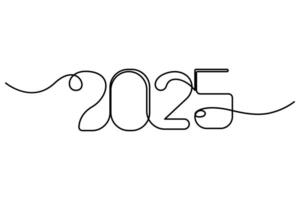 Continuous one line drawing of 2025 icon concept isolated art illustration vector