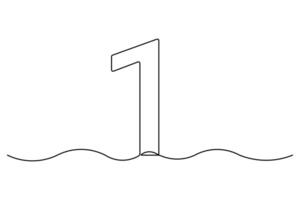 Continuous one line drawing Number 1 single line outline art illustration vector