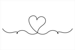 Heart continuous one line drawing of Heart and love sign isolated on white illustration vector