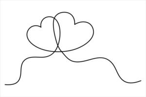 Continuous single line drawing Line art of Heart and love sign single line sketch Heart and love sign concept illustration vector