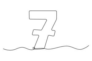 Simple illustration of Number 7 continuous one line art bee outline vector