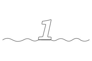 Continuous one line drawing of Number 1 symbol outline art illustration vector