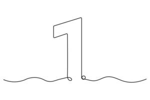 Continuous single line of Number 1 concept drawing outline art illustration vector