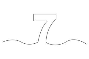 Continuous line drawing of Number 7 concept single line art illustration vector