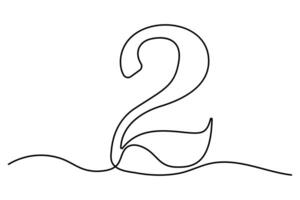 Number two continuous one line drawing of number 2. editable One line drawing of number 2 icon. illustration vector