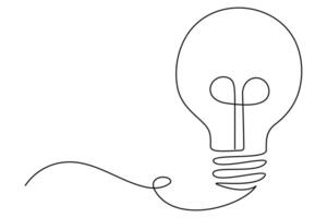 Light bulb continuous single line art drawing of concept doodle style outline art illustration vector