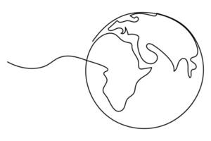 Continuous one-line earth globe outline illustration for minimalist and modern designs vector
