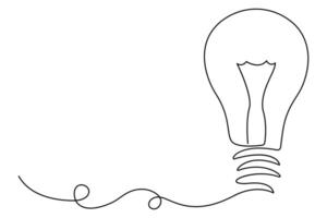 Continuous line drawing of Light bulb concept single line art illustration vector